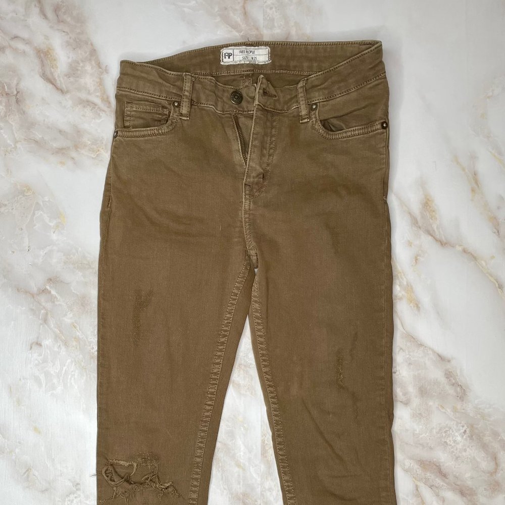Brown Free People Jeans with Frayed bottom